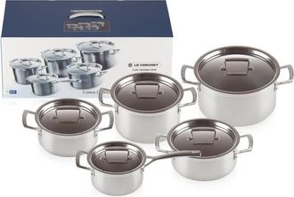 LE CREUSET Juego De Cacerolas Acero Inoxidable Plateado 5 Piezas