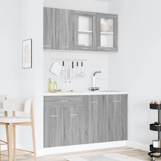Berkfield Home 4 Piece Kitchen Cabinet Set Grey Sonoma Engineered Wood