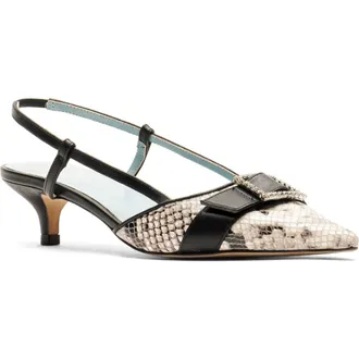 Frances Valentine Cutie Slingback Pointed Toe Kitten Heel Pump in Black/white at Nordstrom Rack, Size 7.5