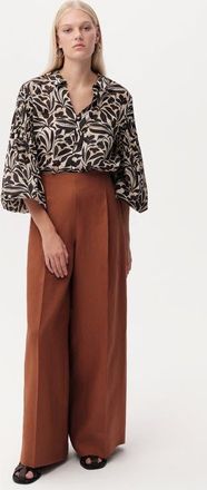 Exquise Clarette Wide Leg Linen Trousers in Brown at Nordstrom, Size Xx-Large
