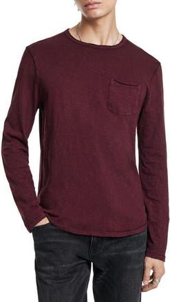 John Varvatos Sid Raw Edge Organic Cotton Long Sleeve T-Shirt in Dark Plum at Nordstrom Rack, Size X-Large