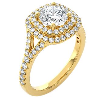 Pompeii3 Certified 2 1/5Ct Cushion Halo Diamond Engagement Ring 14k Gold Lab Grown