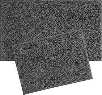 Laura Ashley Chenille Set of 2 Bath Rugs in Dark Grey at Nordstrom Rack