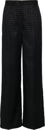 Forte_Forte check-pattern wide-leg trousers - women - Polyester/Viscose/Lurex/Elastane - 00 - Black