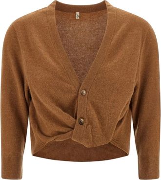R13 Cardigan con nodo - Marrone