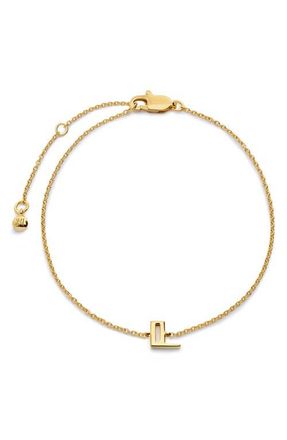 Monica Vinader Initial Chain Bracelet in 18K Gold Vermeil L at Nordstrom