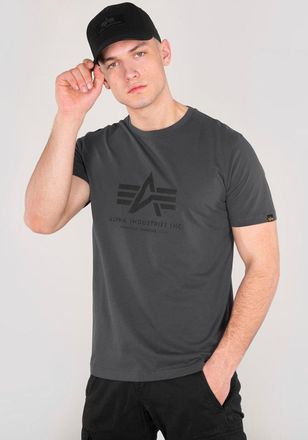 Alpha Industries T-Shirt ALPHA INDUSTRIES Basic T-Shirt, Herren, Gr. XXL, grau (grau schwarz), Single Jersey, Obermaterial: 100% Baumwolle, bedruckt, regular fit norma