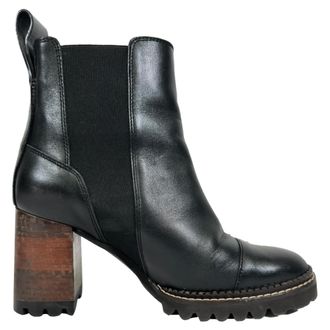 Chlo&eacute; See by Chlo&eacute; Mallory Glanzende Chelsea Boots in Zwart Leer