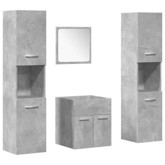 Berkfield Home 4 Piece Bathroom Furniture Set Concrete Grey Engineered Wood