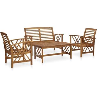 vidaXL Set Divani da Giardino 4 pz in Legno Massello di Acacia - Vidaxl