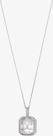 Mateo Bijoux 14K White Gold X Initial Quartz Diamond Pendant Necklace - Womens - Diamond/14kt White Gold/Quartz