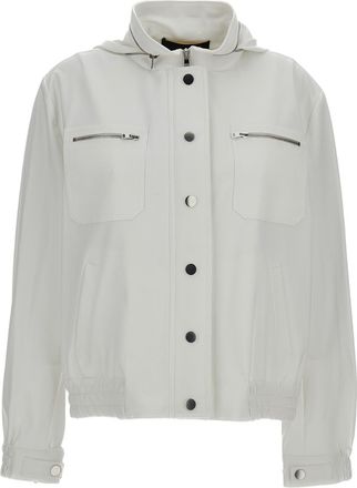 Iri&eacute; White Hooded Zip-Up Cropped Jacket