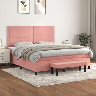 vidaXL Vidaxl - Cama Box Spring Con Colch&oacute;n Terciopelo Rosa 160x200 Cm