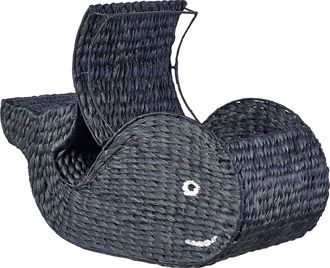 Beliani Beliani - Cesta De Mimbre De Fibra De Jacinto De Agua Con Forma De Ballena Negro Orania