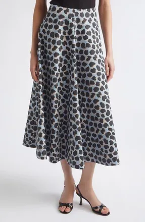 Altuzarra Varda Print A-Line Stretch Cotton Skirt in Vapor Spotted Leopar at Nordstrom, Size 40