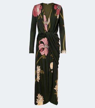 Johanna Ortiz Draped printed jersey midi dress