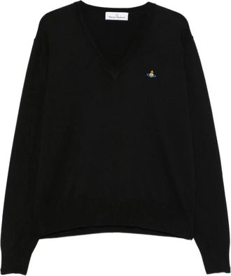 Vivienne Westwood V-neck Truien - Heren - V-hals truien - Zwart - M - Truien & Vesten