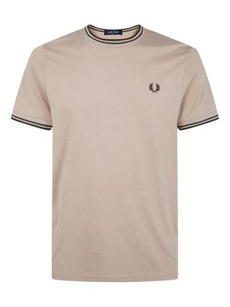 Fred Perry Laurel-motif contrasting-trim T-shirt - men - Cotton - L - Neutrals