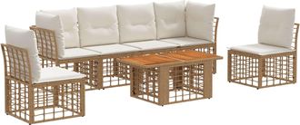 vidaXL Conjunto De Sof&aacute;s De Jard&iacute;n 7 Uds. Natural Y Crema Vidaxl