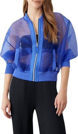 GSTQ Sheer Bomber Jacket In Blue