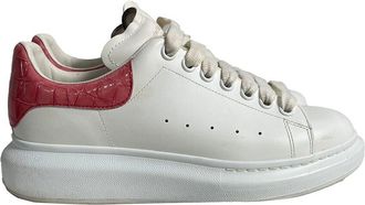 Alexander McQueen Alexander Mcqueen Womens Leather Oversize Croc-Embossed Sneaker (Authentic Pre-Loved)
