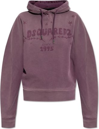 Dsquared2 Sweatshirt met logo - Dames - Hoodies - Paars - S - Katoen - Hoodies & sweatvesten