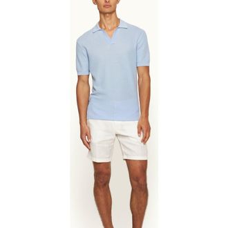 Orlebar Brown Norwich Lino Tailored Fit Smart Italian Linen Shorts in White Sand at Nordstrom, Size 30