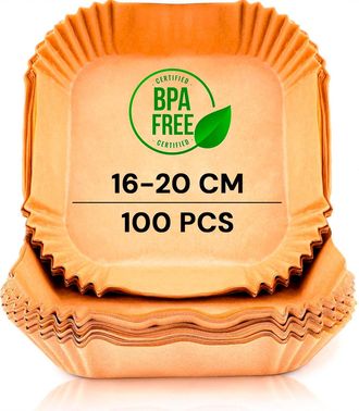 OEM Papel De Horno Para Freidora De Aire, 100 Unidades, 16-20 Cm, Sin Bpa, Desechable, Para Horno, De 5 A 8 Litros (cuadrado, 16-20 Cm)