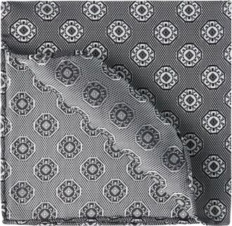 Brunello Cucinelli Medallion Vierkante Zijden Sjaal - Heren - Accessoires - Grijs - Maat: ONE Size Zijde