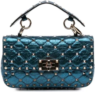 Valentino Pre-owned Valentino Small Metallic Lambskin Rockstud Spike Satchel Ladies SQXY05PUST4VYAO7
