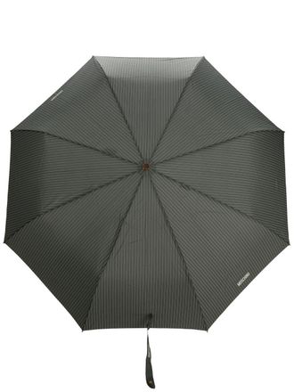Moschino pinstriped logo-print umbrella - Grey