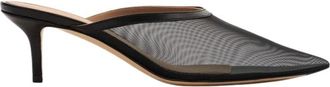 Scarosso Laura Heeled Mule - Dames - Muiltjes - Zwart - 35 EU - Leer - Schoenen