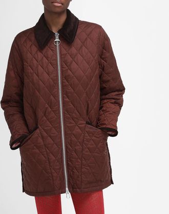 Barbour Womens Quilted Jacket in Wine Polyamide - Size 8 UK
