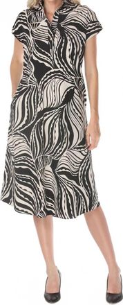Joseph Ribkoff Abstract Midi Shirt Dress In Moonstone/black