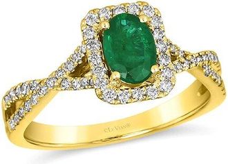 Le Vian 14K 0.87 Ct. Tw. Diamond & Emerald Cocktail Ring