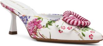 Anne Klein Cassia Kitten Heel Mule in White Floral at Nordstrom, Size 7.5