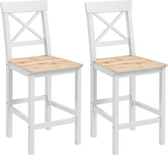 HOMCOM Conjunto De 2 Taburetes De Bar Altura Asiento 60,2 Cm Taburetes De Cocina De Madera Con Respaldo Y Reposapi&eacute;s Carga 120 Kg Para Comedor Sal&oacute;n
