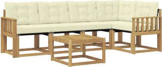 vidaXL Conjunto De Sof&aacute;s De Exterior 6 Uds. Blanco Y Crema Vidaxl