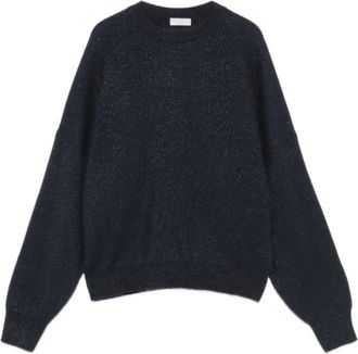 Brunello Cucinelli Sprankelende Cashmere Trui - Dames - Cashmere truien - Blauw - M - Polyester - Truien & Vesten