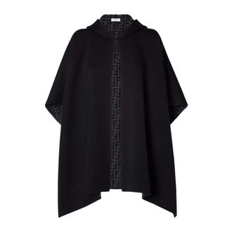 Fendi Poncho con capucha FF Zucca - Jackets - Mujer - Negro - ONE SIZE