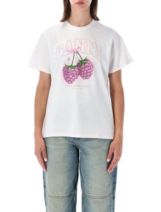 Ganni White Graphic Logo T-Shirt