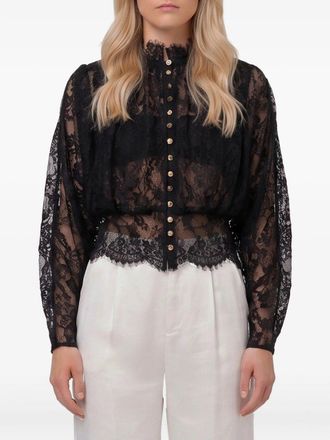 Self Portrait Black Lace High Neck Blouse