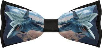 Generic Air Force Jet Aircraft Sky Bow Ties for Men Adjustable Pre-Tied Fun Pattern Bowties for Wedding Party