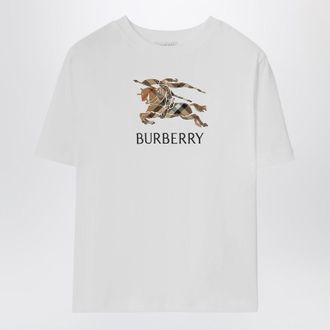 Burberry White cotton T-shirt with EKD Check