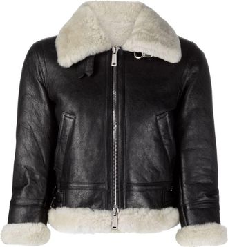 Dsquared2 Black Cropped Shearling Jacket