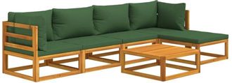 vidaXL Juego Muebles De Jard&iacute;n 6 Piezas Madera Maciza Y Cojines Verdes Vidaxl