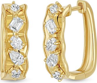 Bony Levy Kiera 18K Gold Diamond Hoop Earrings in 18K Yellow Gold at Nordstrom