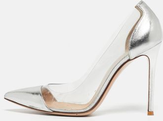 Gianvito Rossi Transparent/silver Leather And Pvc Plexi Pumps