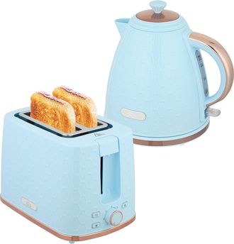 HOMCOM Kettle and Toaster Set 1.7L Kettle & 2 Slice Toaster Set - - Blue | TJ Hughes