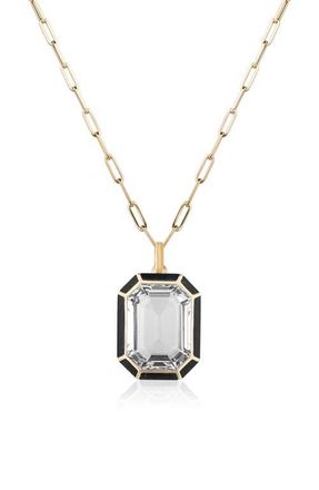 Goshwara Melange Emerald Cut Pendant Necklace in Clear at Nordstrom, Size 18